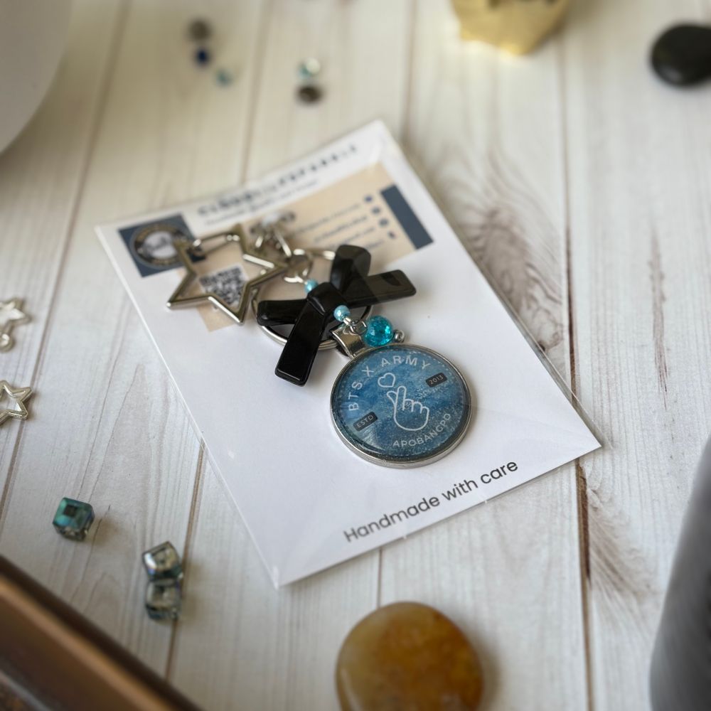 Handmades keychains by CloudLily. Printed artwork and designs in resin  sealed glass domes. Available at CloudLilySparkle.Etsy.com