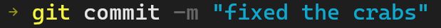 screenshot of a git command that says fixed the crabs