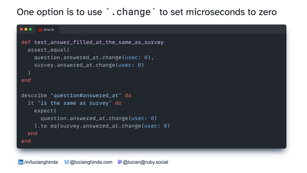 One option is to use `.change` to set microseconds to zero.