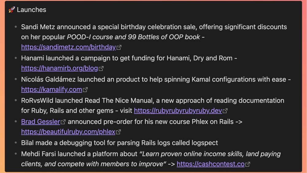 Screenshot from the highlights from Launches section