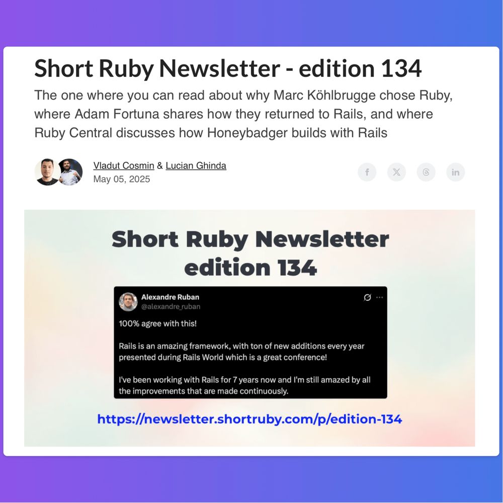 Screenshot of the Short Ruby Newsletter cover