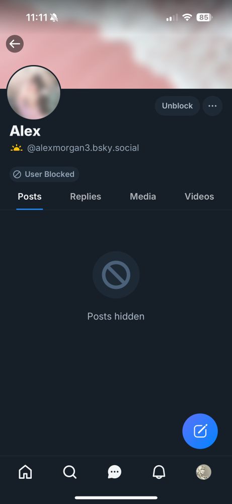 screenshot of profile of @/alexmorgan3 who is blocked