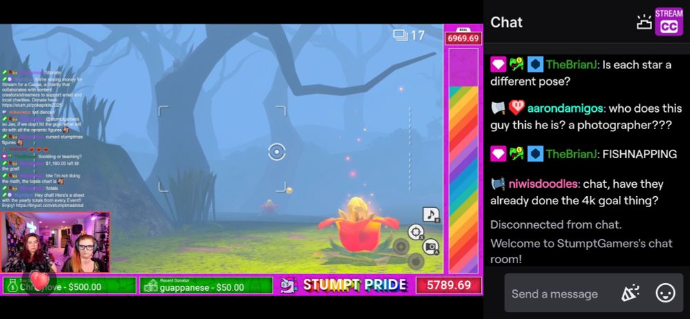 Screenshot of Pokemon For Pride 2025 stream, showing they have raised $5789.69 so far, and the goal is $6969.69