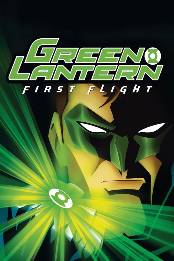 Movie poster for Green Lantern: First Flight, depicting the protagonist Hal Jordan holding up his hand with his power ring. The ring is emitting green light.