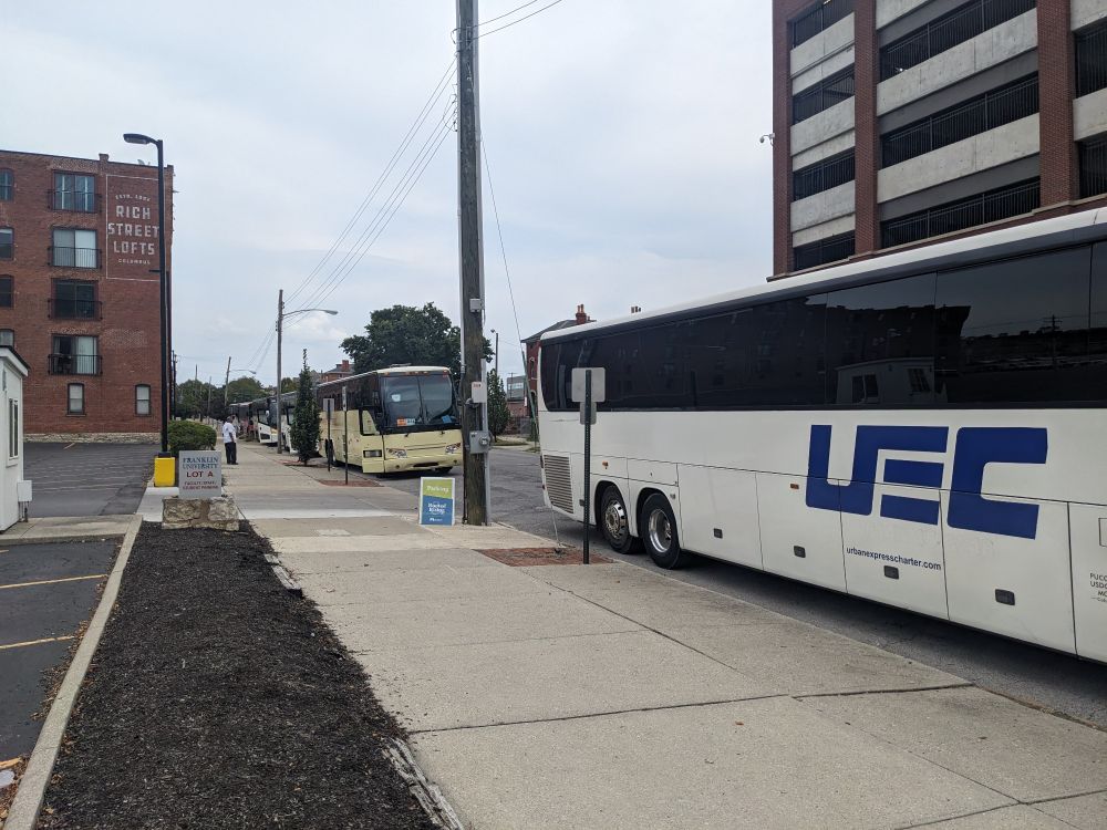 Buses lined up in the city