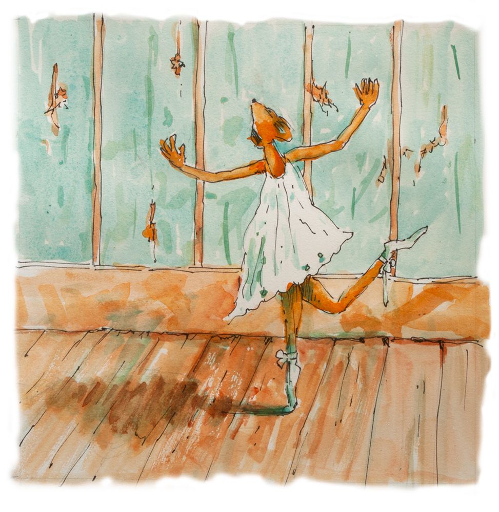 A little ballet dancer in watercolor