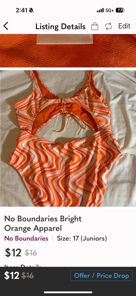 Nice and sporty one piece swimsuit with front and back cut out good for Swim sports