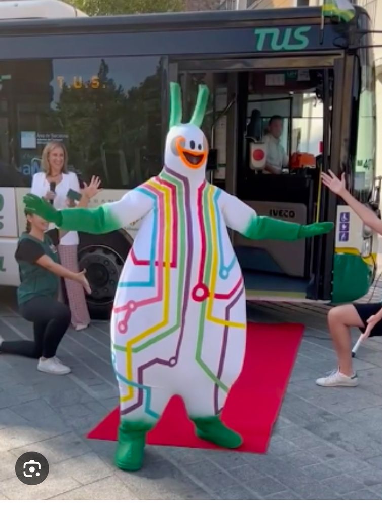 Pic of La Bussi, a ridiculous clownlike bus mascot.