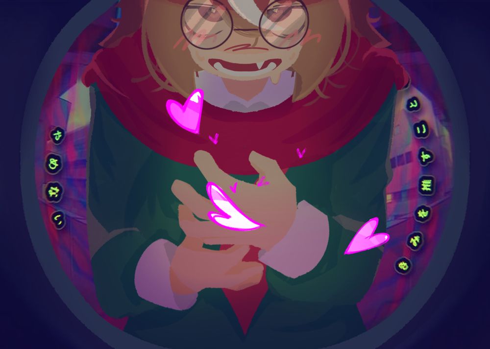 A redraw of a screencap from Deco27's Monitoring. The view is through a door peephole with Mattias (oc) holding his chest with both hands.