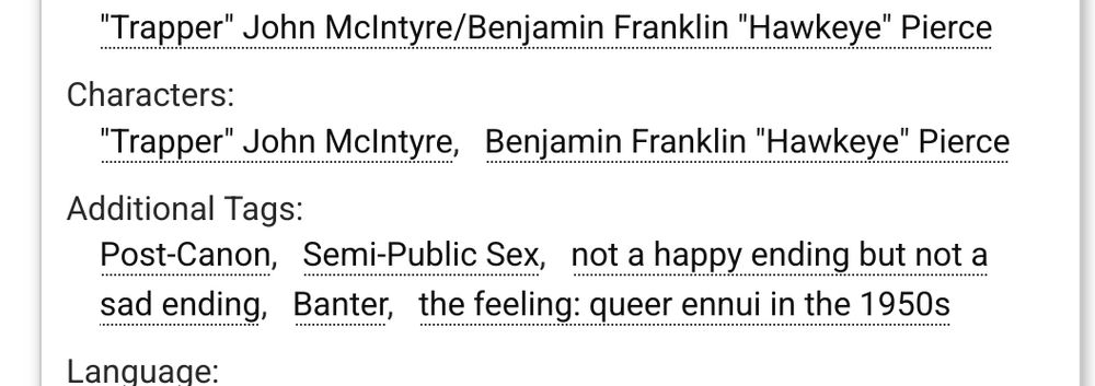 Additional tags: post canon, semi public sex, not a happy ending but not a sad ending, banter, the feeling: queer ennui in the 1950s