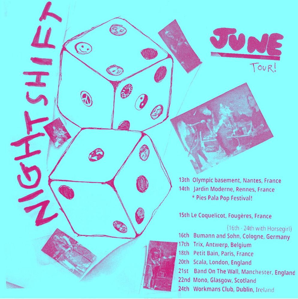 Flyer for concerts by nightshift band June 2025