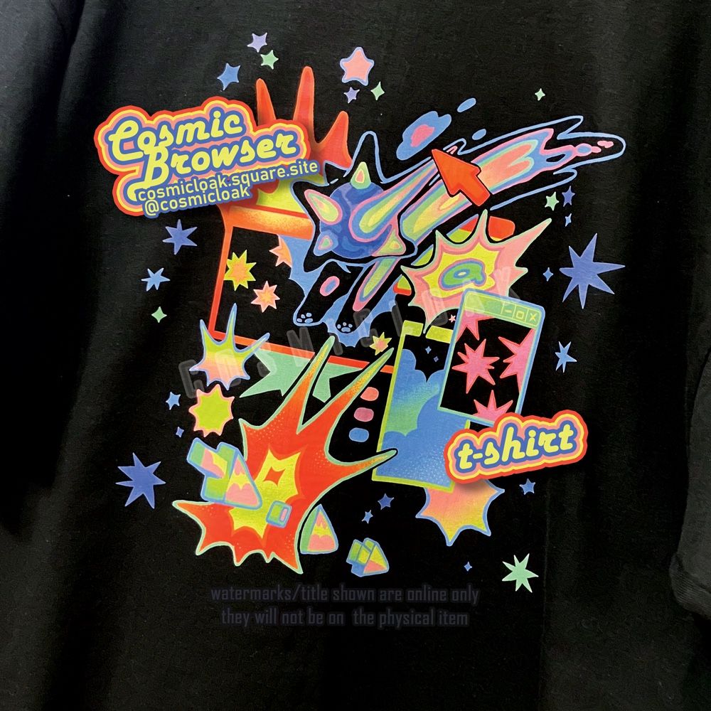 Lil comet with scintillating rainbow innards-hopping from one colorful search window filled with stars to another, on their own hyperspace quest 