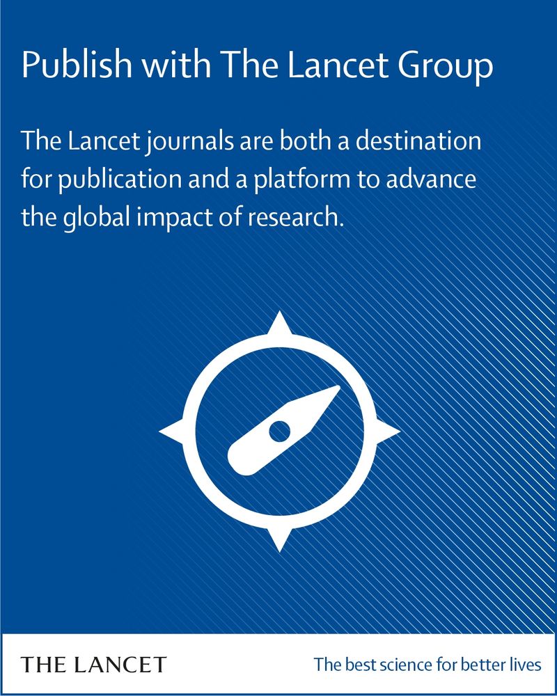 Image shows a dial and text saying: "Publish with The Lancet Group. The Lancet journals are both a destination for publication and a platform to advance the global impact of research."