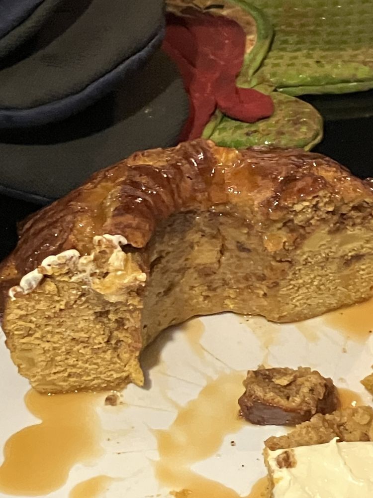 Apple & Pumpkin Cake-bread w/ glazed in Caramel Drizzle.