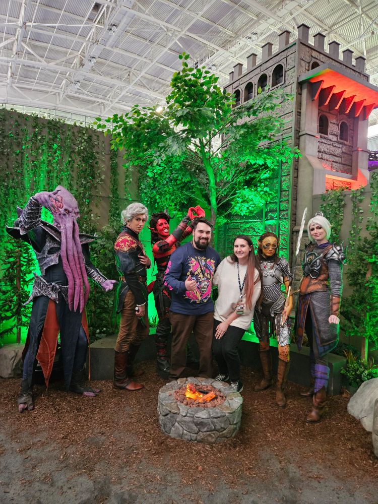 Group picture with cosplayers dressed as characters from Baldur's Gate 3