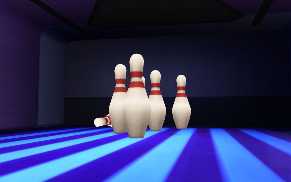 The bowling ball hits five out of ten bowling pins. Good job, Melon!