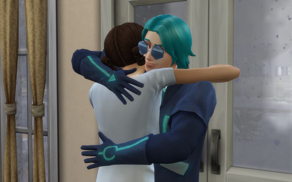 Liberty hugs Emit.