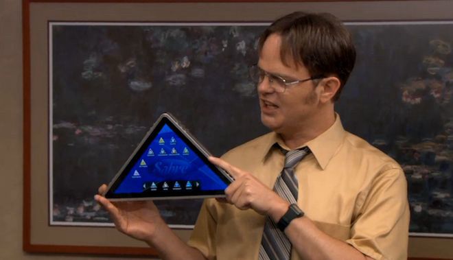 Dwight holding the pyramid