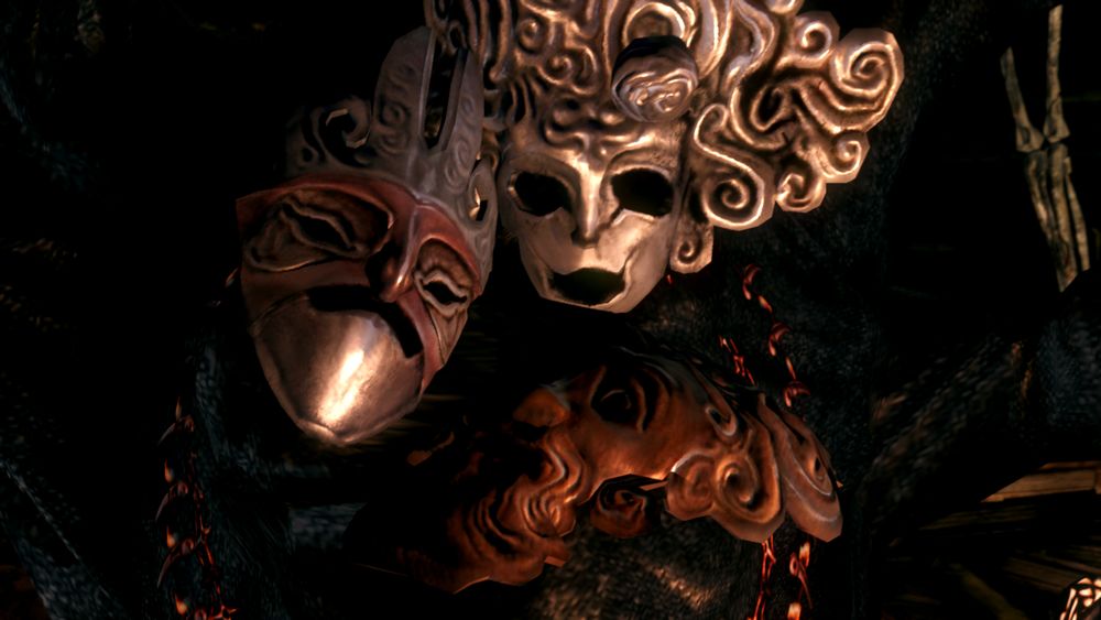 pinwheel's three masks all looking at each other, probably thinking something along the lines of "get a load of this guy"