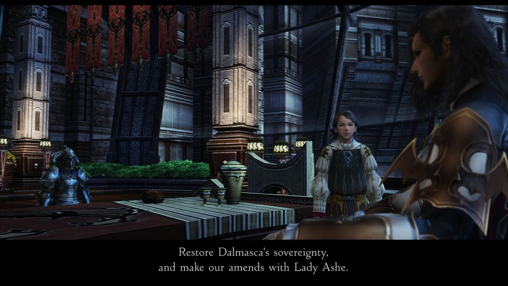 Larsa says to his brother (who has recently killed their father (who was kinda chill) to claim the throne): Restore Dalmasca's sovereignty and make our amends with Lady Ashe. 