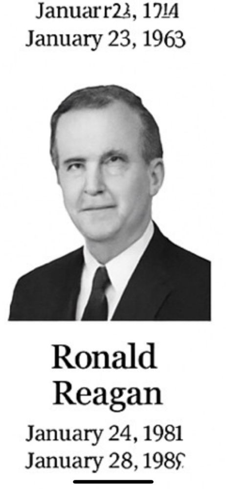 An AI generated photo of Ronald Reagan that looks very wrong and disturbing 