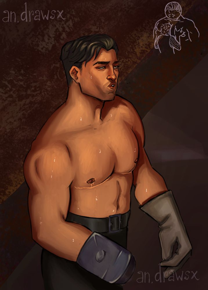the same drawing but now Jayce has top surgery scars