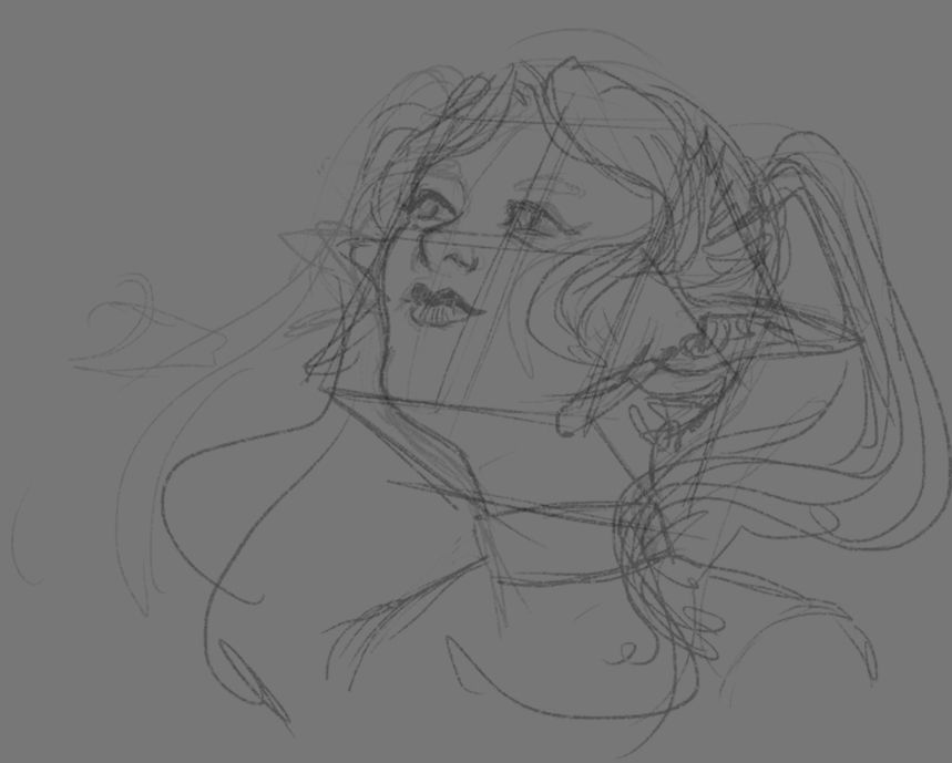 sketch of frieren looking up