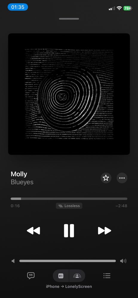 Na foto mostra a música “Molly” do álbum “The Otherside” de Blueyes.