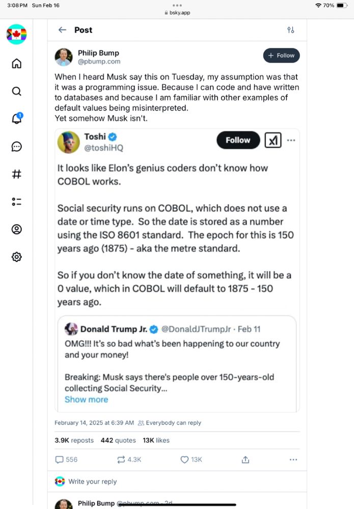 Social security runs on COBOL which does not use a date or time type, so the date is stored as a number using the ISO 8601 standard.  The epoch for this is 150 years ago (1875) 