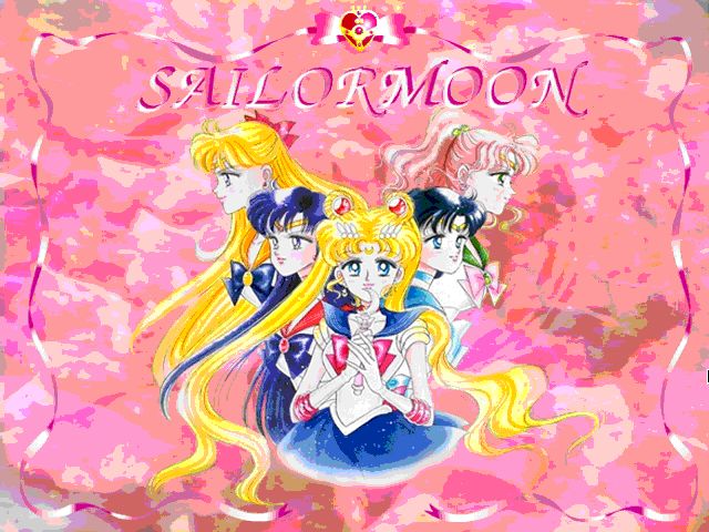 Screenshot showing the Sailor Scouts in front of an abstract background.