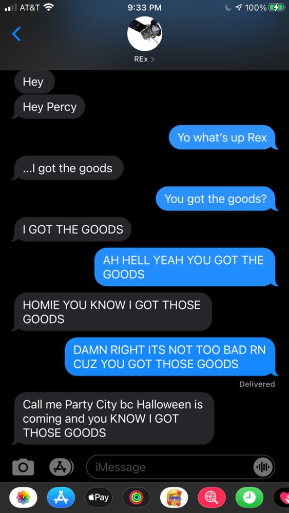 iMessage Screenshot with OSIRIS-Rex when they successfully took samples from Bennu in 2020 where we started yelling “YOU GOT THE GOODS” over and over