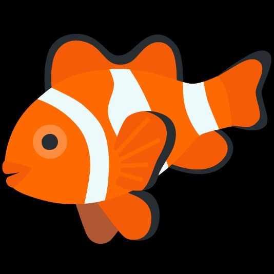 an emoji of an orange and white clownfish, created by combining "clown" and "fish" in emoji kitchen