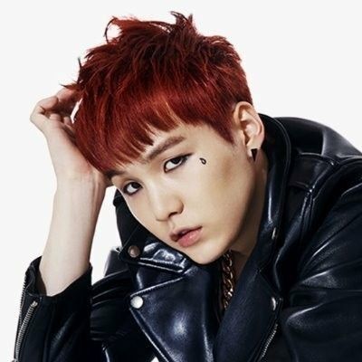 red haired yoongi in a leather jacket