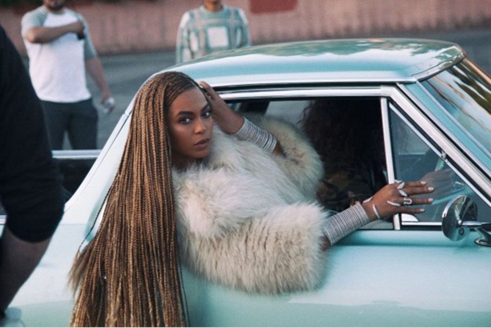 Beyoncé leaning out of a car, from Lemonade (2016)