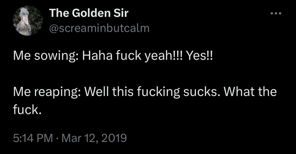 The golden sir reaping sowing meme