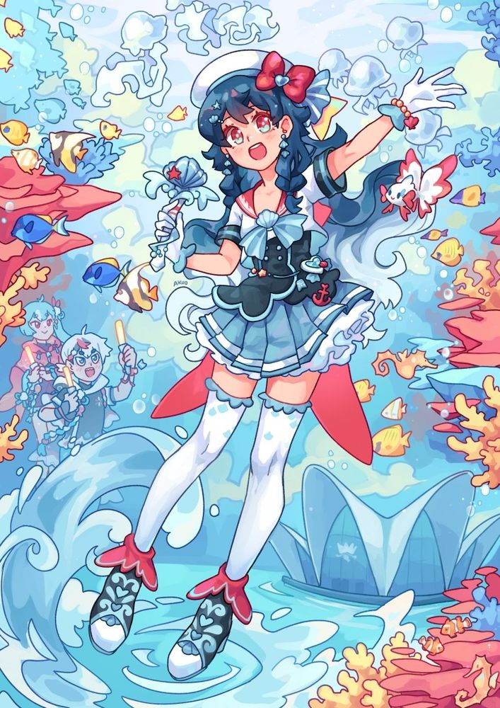 Art of the original character Umiko, for the spanish anime convention Japan Weekend. Because the convention was celebrated in Valencia she is in the "Oceanographic" a very important aquarium of this city.