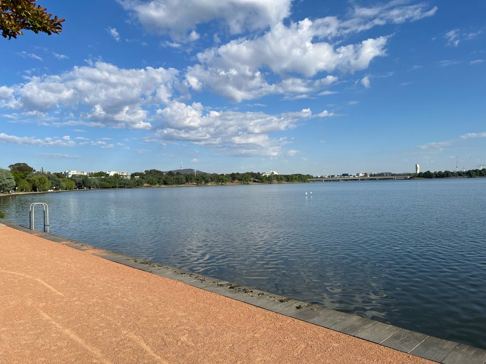 Lake burley griffin looking towards the national gallery and high court