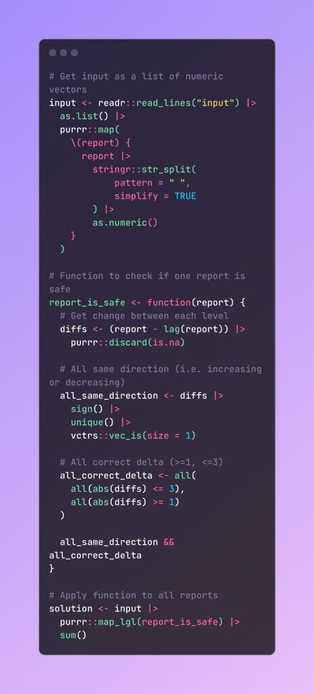R code solution to advent of code day 2 - part 1