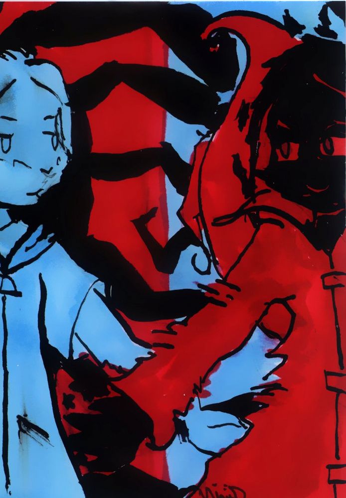 Pooky and Dark Pooky from AntiBunny in contrasting blue and red saturation.