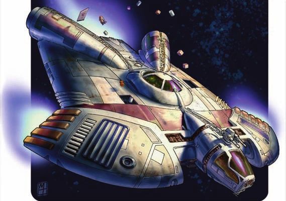 picture of a Star Wars ship that looks like if the Millennium Falcon was smoother and also a turtle. 