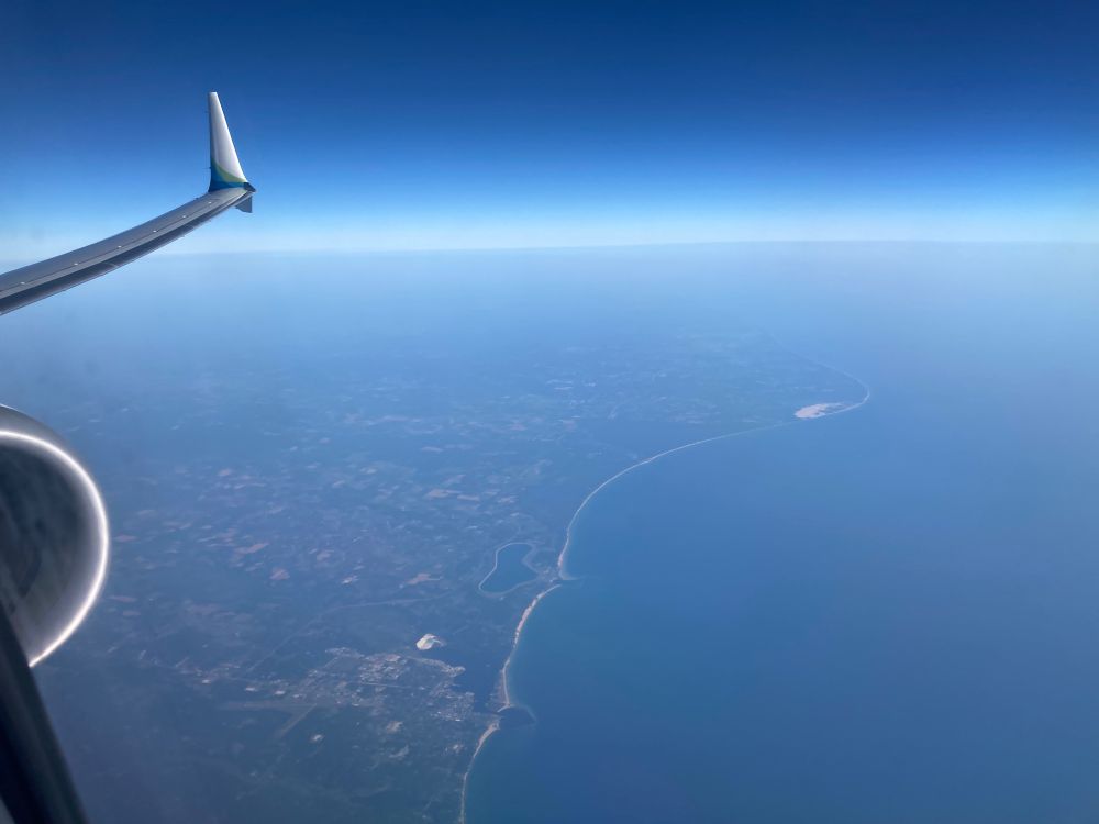 Smoky sky over Michigan beaches on Lake Michigan.