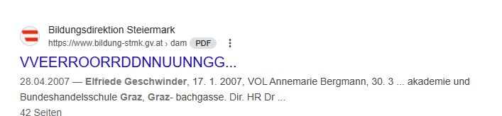 Dokument der Bildungsdirektion Steiermark mit dem Titel "VVEERROORRDDNNUUNNGG"