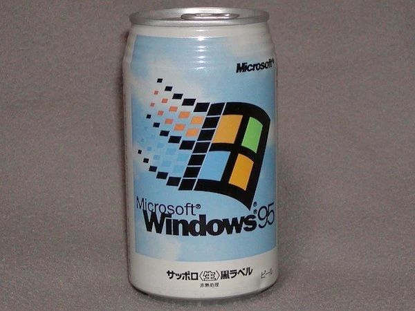 Microsoft WIndows 95, the drink. It's in a can, with japanese text.