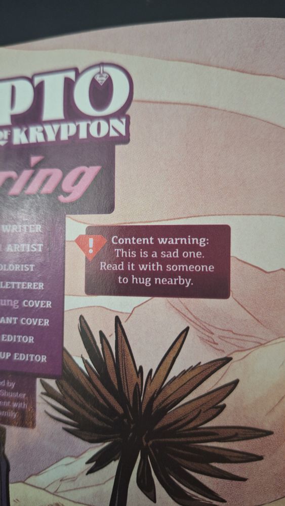 Box that has a content warning: This is a sad one. Read with someone to hug nearby.