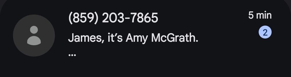 text notification from Amy McGrath campaign.