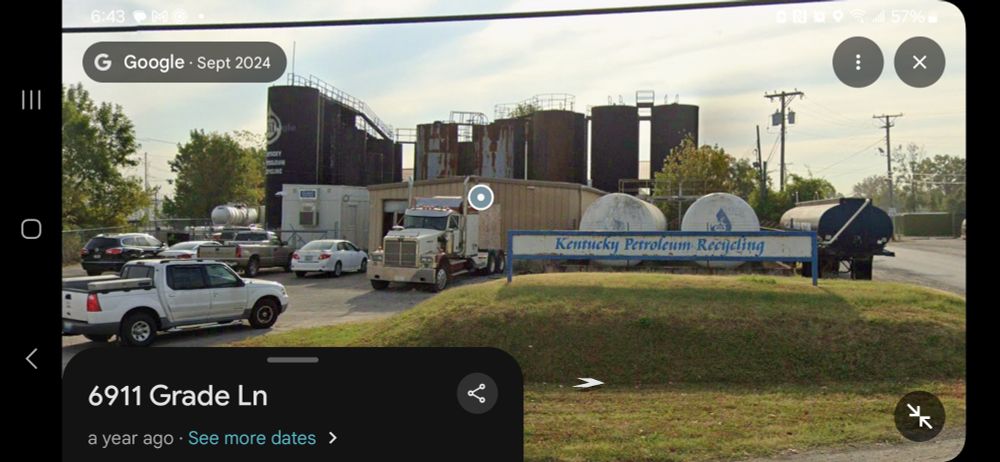 Google street view of the petroleum recycling center hit by a crashing plane.