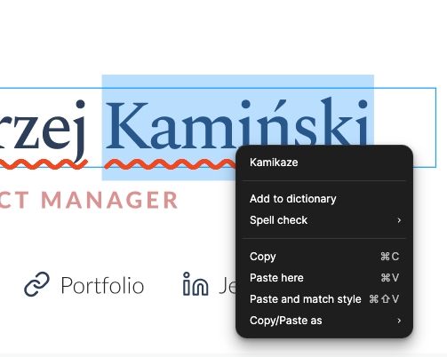 Autocorrect suggesting "kamikaze" as a fix for my unrecognised family name "Kamiński" 
