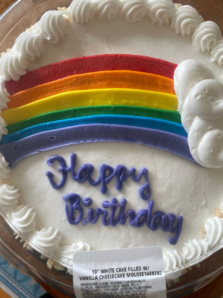 Costco Happy birthday cake with rainbow decoration 