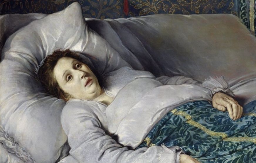pintura de mulher moribunda na cama