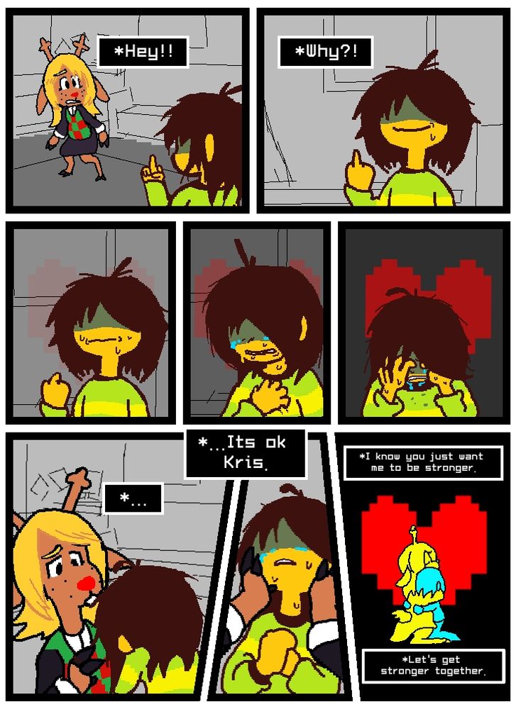 A comic ft Kris dreemurr and Noelle holiday on the snowgrave route.  Kriselle if you squint at it ig
